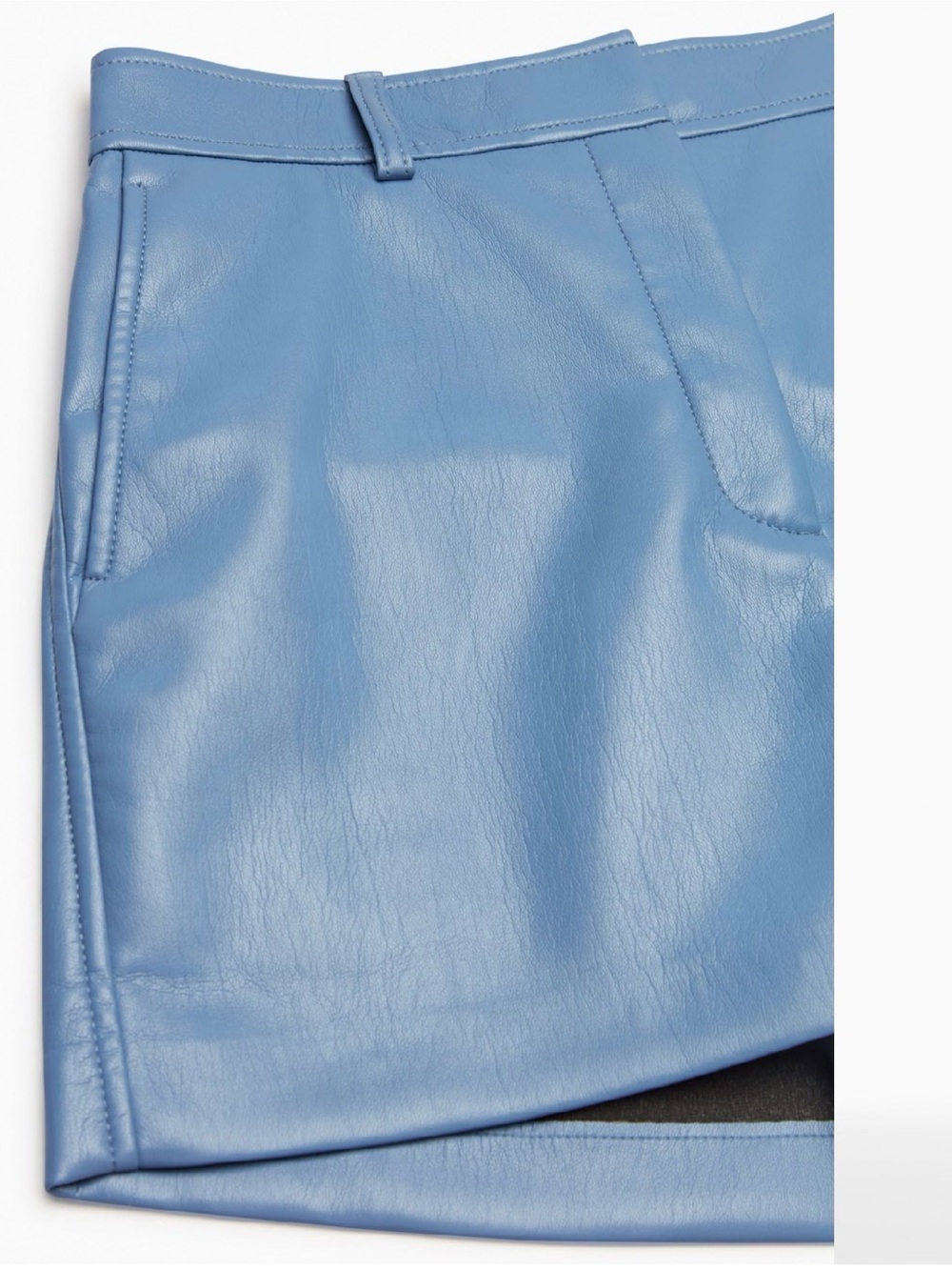 Aritzia Babaton Light Blue High-Waist Faux Leather Shorts